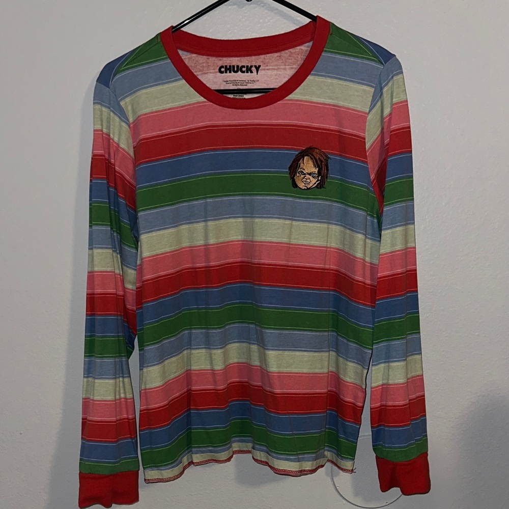 Chucky Multicolor Striped Long Sleeve Top Halloween costume/shirt